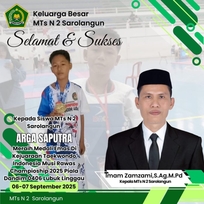 Siswa MTs Negeri 2 Sarolangun Menyabet Medali Emas
