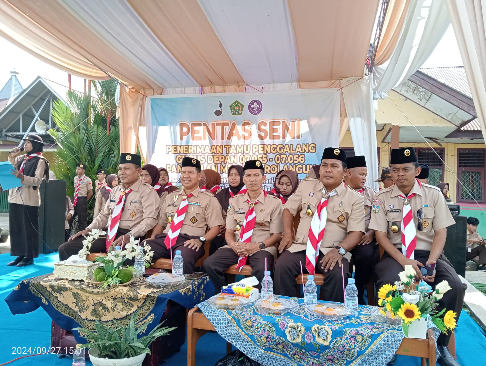 PENERIMAAN TAMU PENGGALANG GUDEP 07-055-07-056 MTs N 2 SAROLANGUN BERJALAN SUKSES